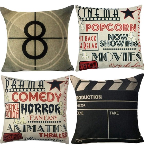 Movie Pillow Cases - 4 Pack Throw Pillow Covers Cushion Covers 18" x 18" - Picture 1 of 5